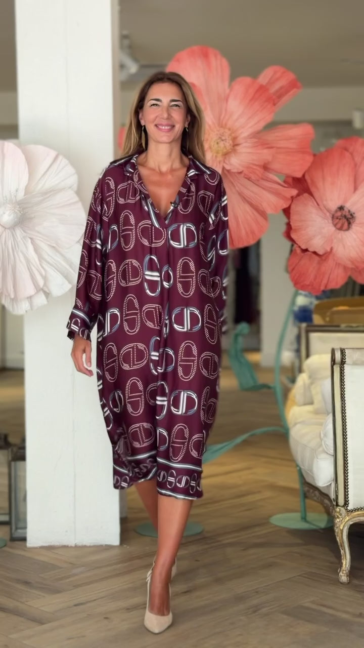 Vestido midi burdeos estribos chic