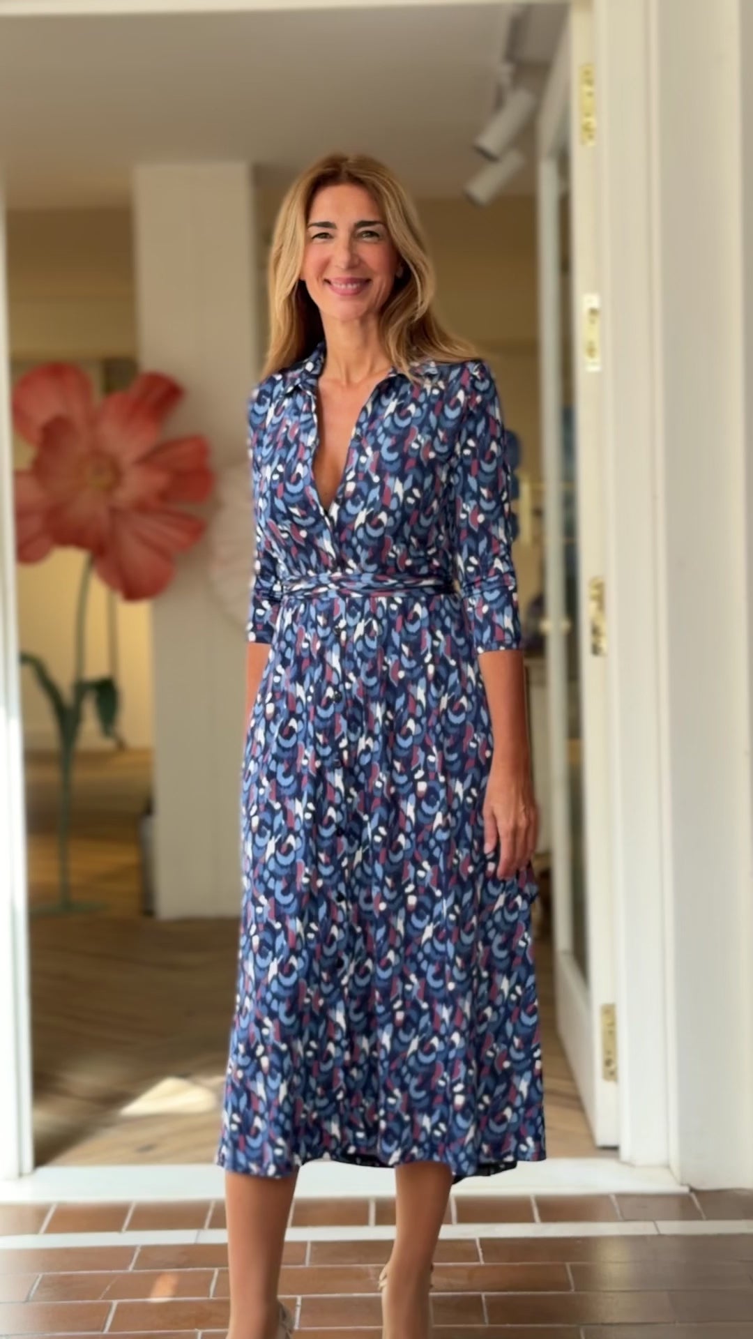 Vestido camisero azul Ikat