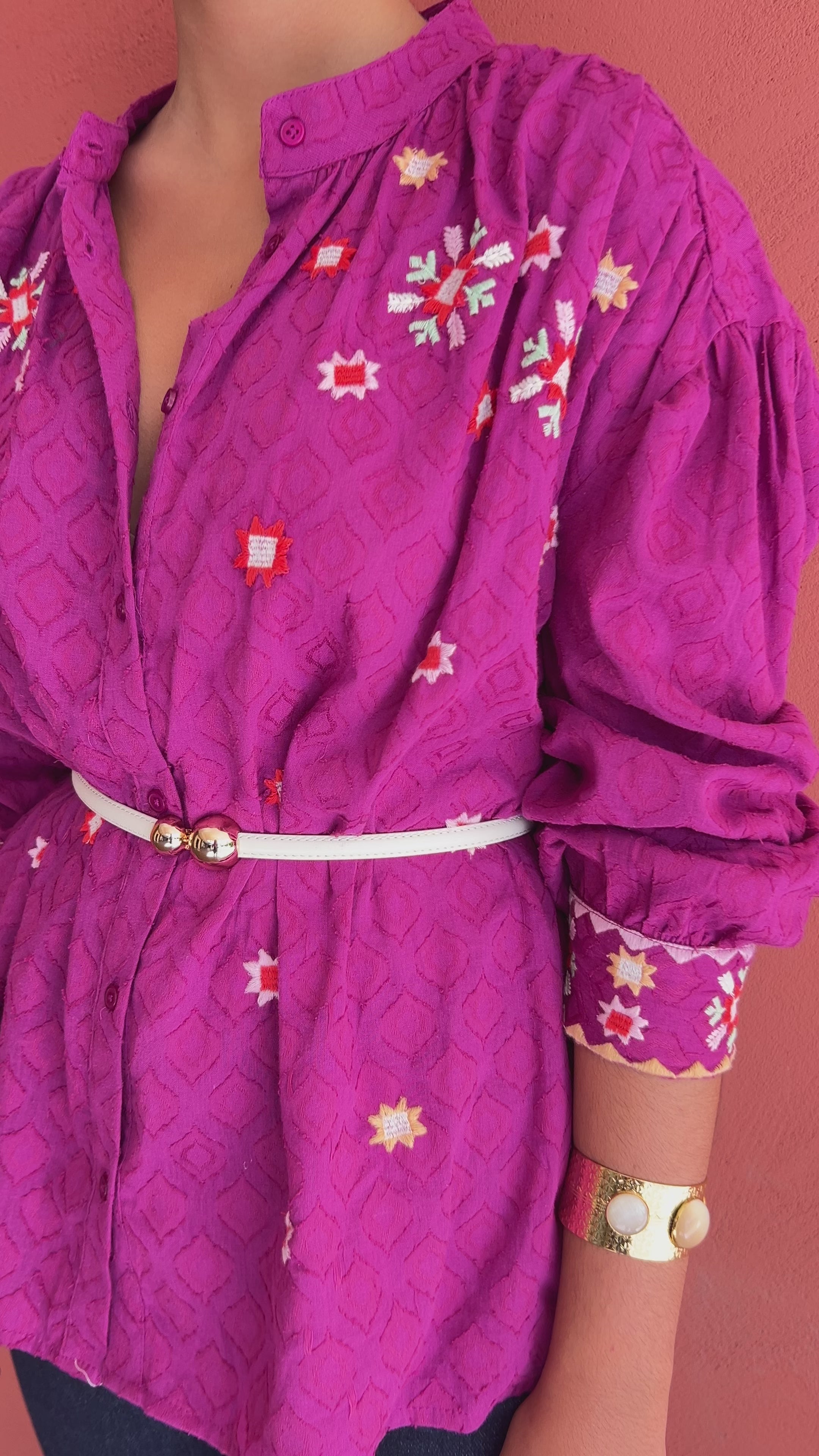 Camisa bordados buganvilla