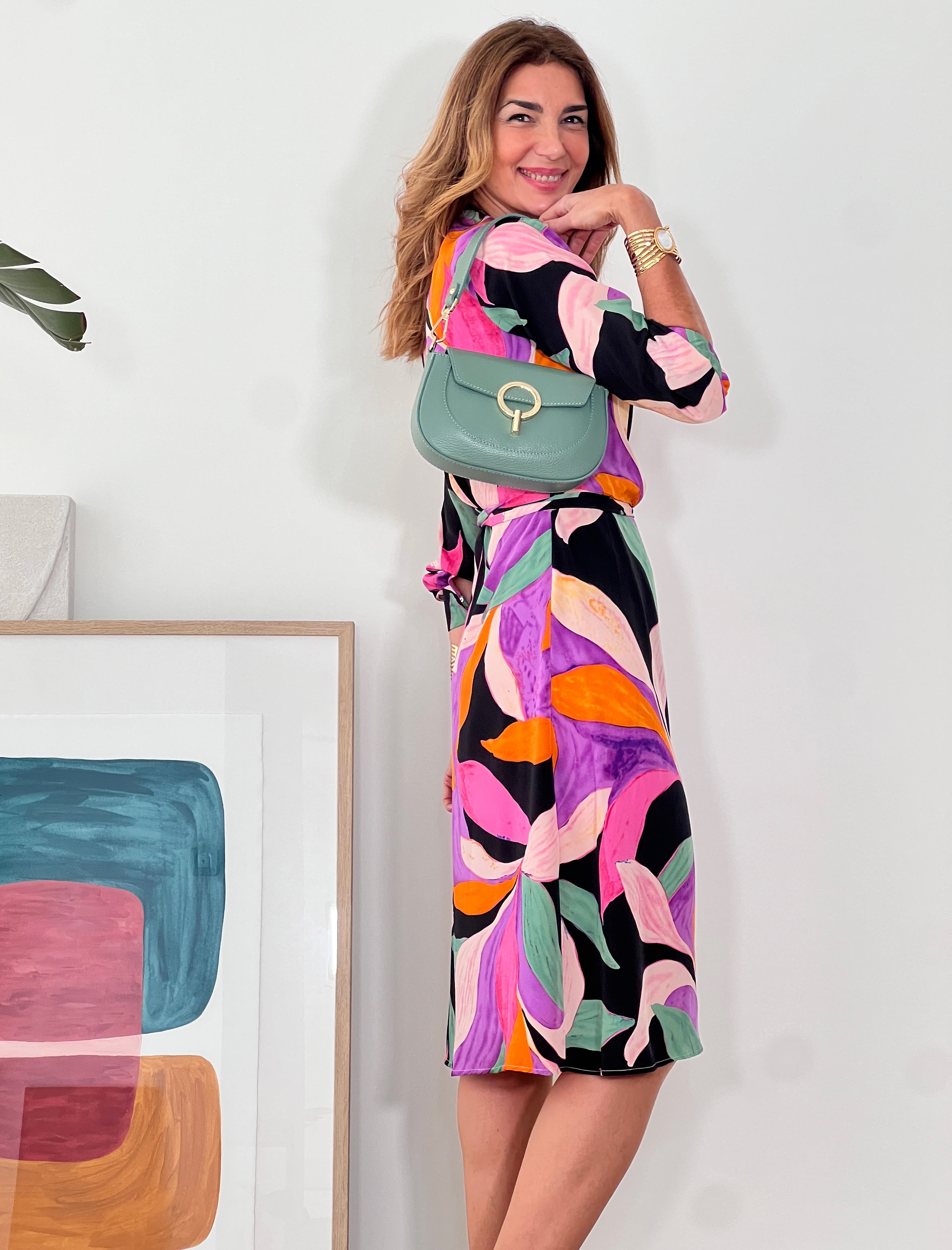 Vestido fluido floral negro