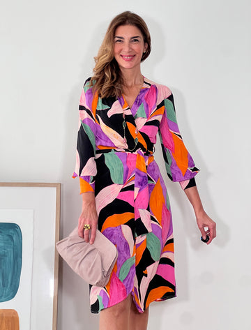 Vestido fluido floral negro