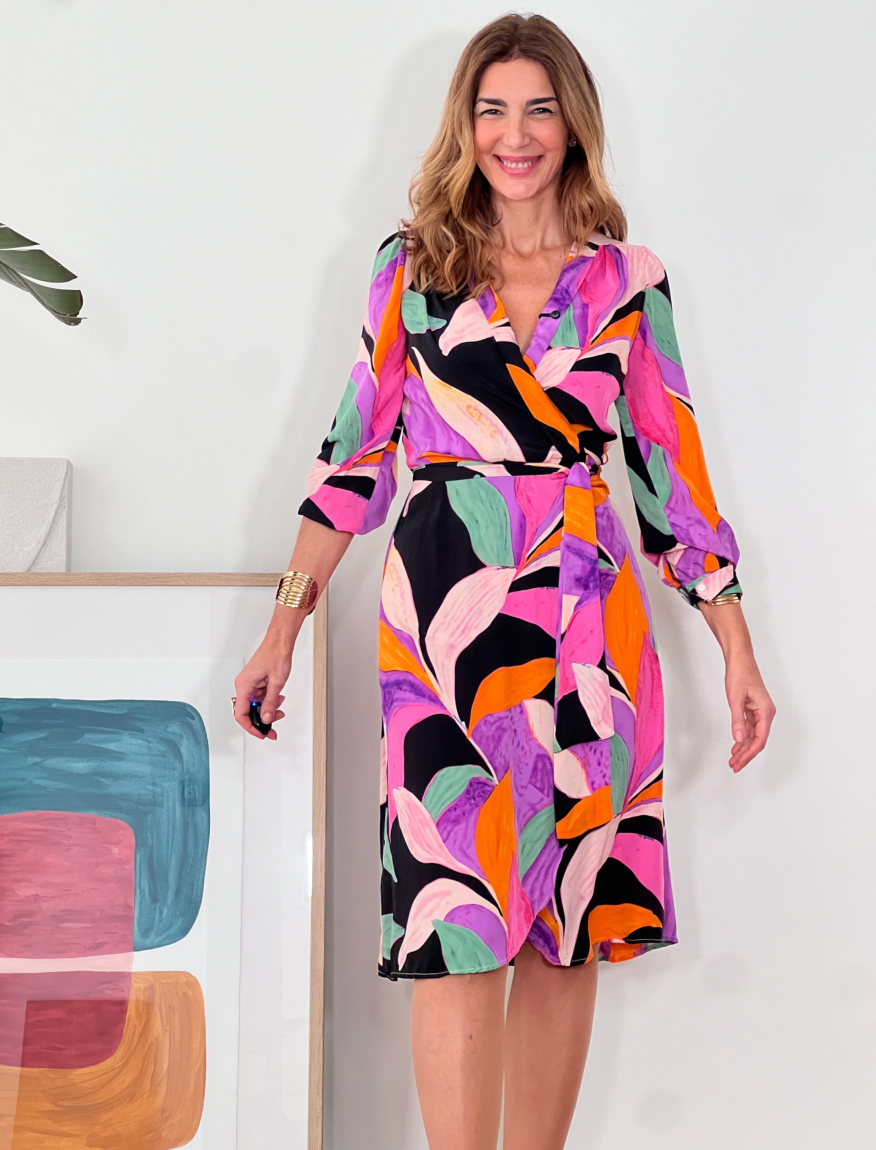 Vestido fluido floral negro