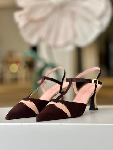 Zapatos de salón tacón medio nude marrón Francine de Nuria Cobo