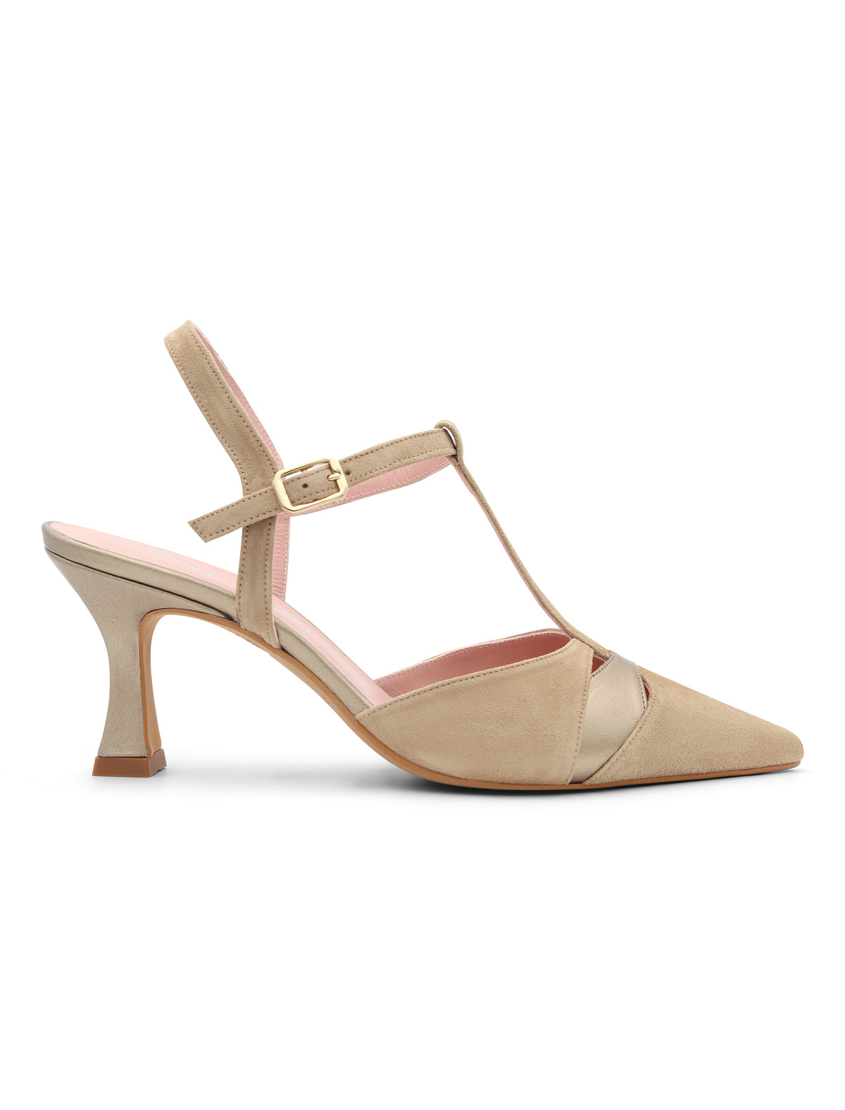 Puntera del zapato de salón camel Francine con tacón medio y piso de goma antideslizante