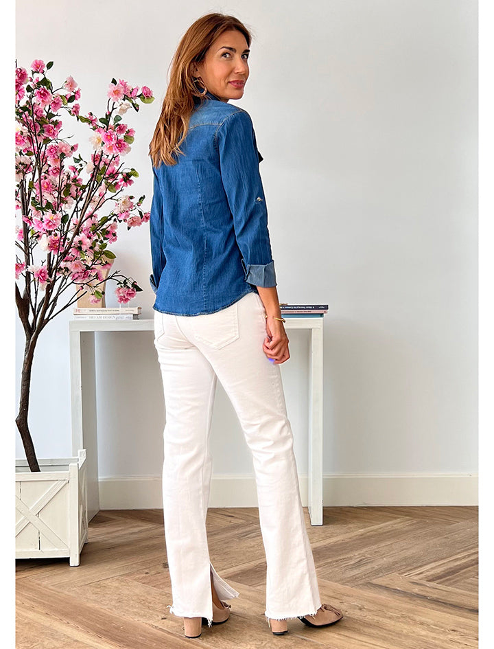 Denim Shirt with Mother-of-Pearl Buttons
