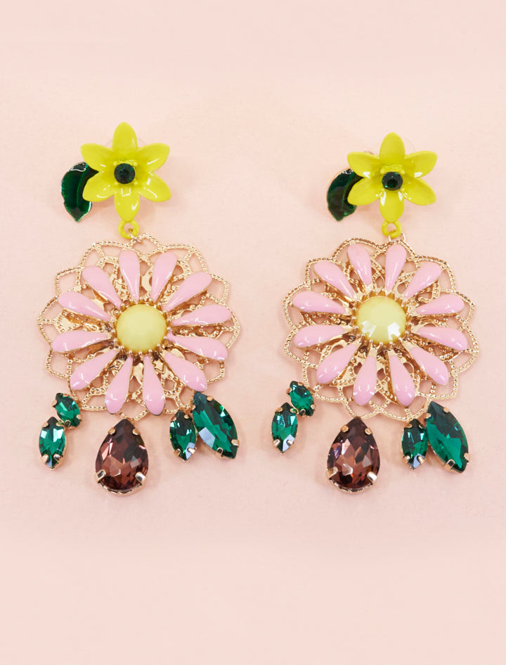 Pretty Pink Flower Earring