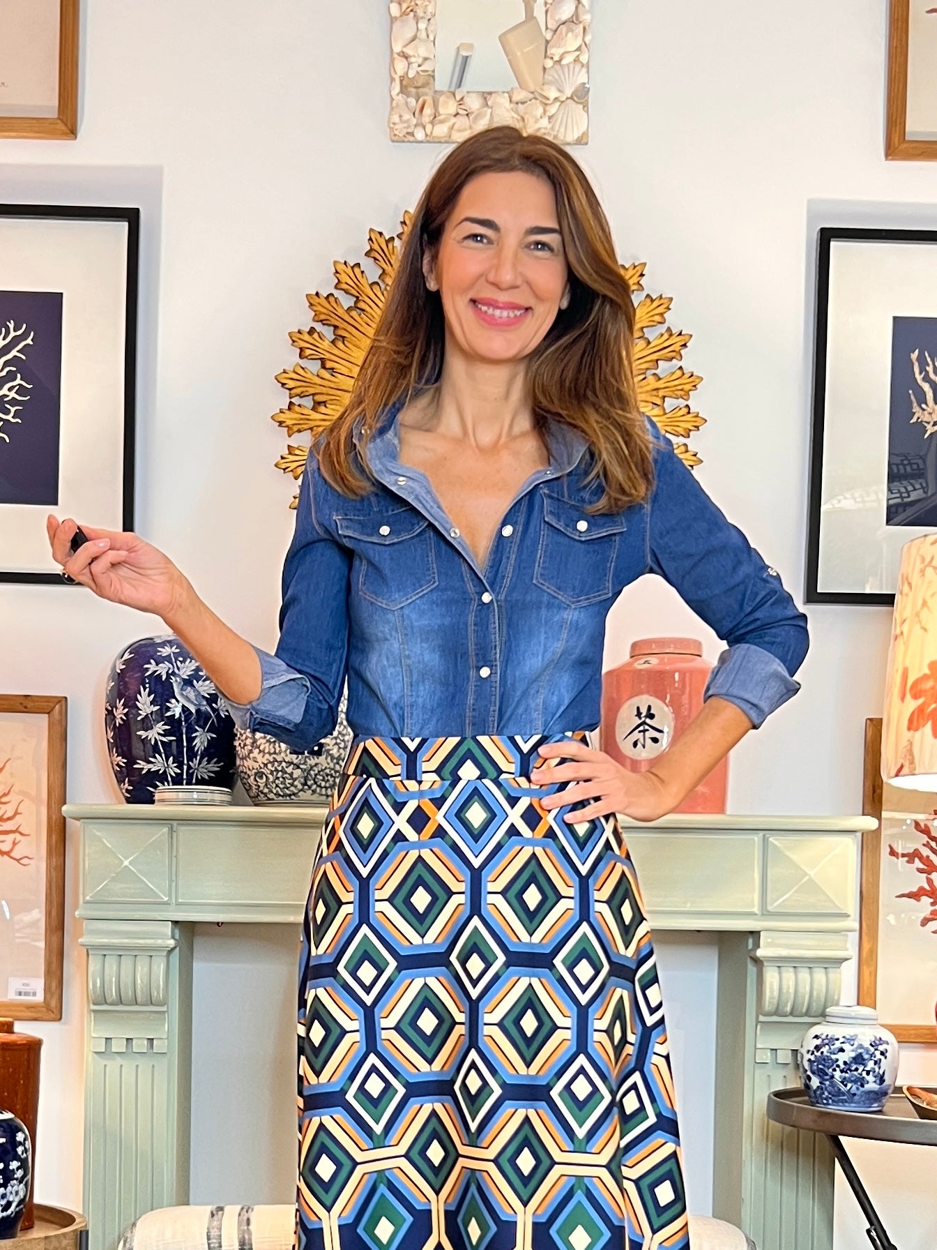 Denim Shirt with Mother-of-Pearl Buttons