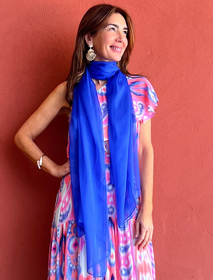 Pañuelo Fluido de Seda Azul royal